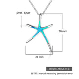 Opal Starfish Pendant Necklace 925 Sterling Silver Fine Jewelry