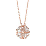S925 Silver Clover Pendant Necklace with Zirconia Diamond