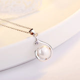S925 Sterling Silver Necklace with Freshwater Pearl Zircon Pendant
