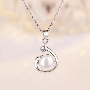 S925 Sterling Silver Necklace with Freshwater Pearl Zircon Pendant