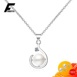 S925 Sterling Silver Necklace with Freshwater Pearl Zircon Pendant