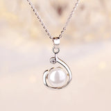 S925 Sterling Silver Necklace with Freshwater Pearl Zircon Pendant