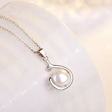 S925 Sterling Silver Necklace with Freshwater Pearl Zircon Pendant