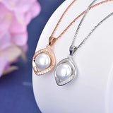 S925 Sterling Silver Necklace with Pearl Zircon Pendant