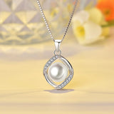 S925 Sterling Silver Necklace with Pearl Zircon Pendant