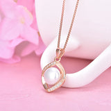 S925 Sterling Silver Necklace with Pearl Zircon Pendant