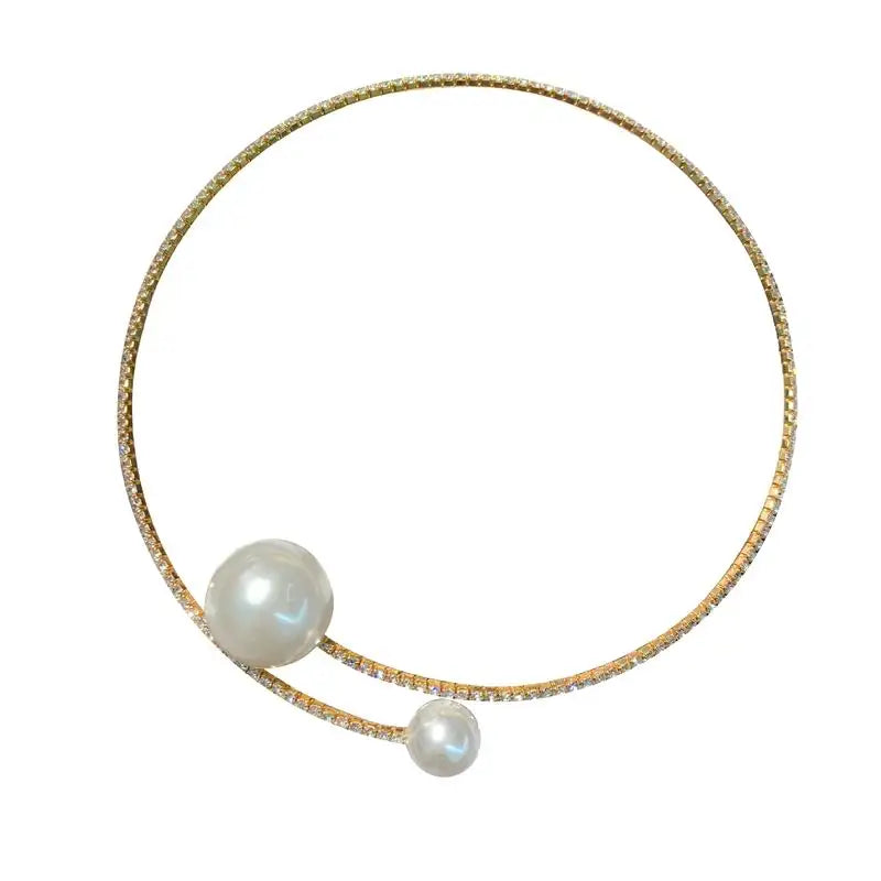 Pearl Rhinestone Choker Necklace Women Jewelry