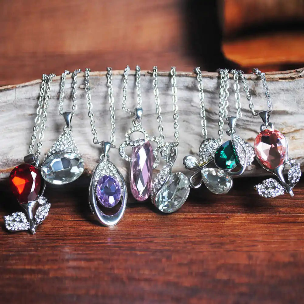 Faceted Crystal Pendant Necklace for Women