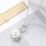 925 Silver Pearl Zircon Necklace for Women