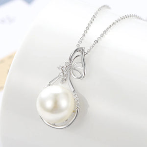 925 Silver Pearl Zircon Necklace for Women