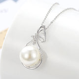 925 Silver Pearl Zircon Necklace for Women