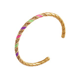 Neon Twisted Cable Cuff Bangle Painted Bracelet Femme Brass Bangles