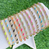 Neon Twisted Cable Cuff Bangle Painted Bracelet Femme Brass Bangles