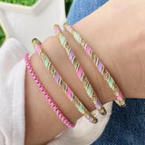 Neon Twisted Cable Cuff Bangle Painted Bracelet Femme Brass Bangles