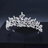 Silver Rhinestone Flower Hair Crown Tiara for Women Bride