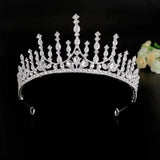 Silver Rhinestone Flower Hair Crown Tiara for Women Bride