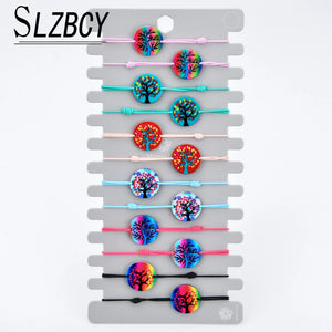 Acrylic Tree of Life Charm Bracelets Set Women Adjustable Unicorn Wristband