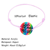 Acrylic Tree of Life Charm Bracelets Set Women Adjustable Unicorn Wristband