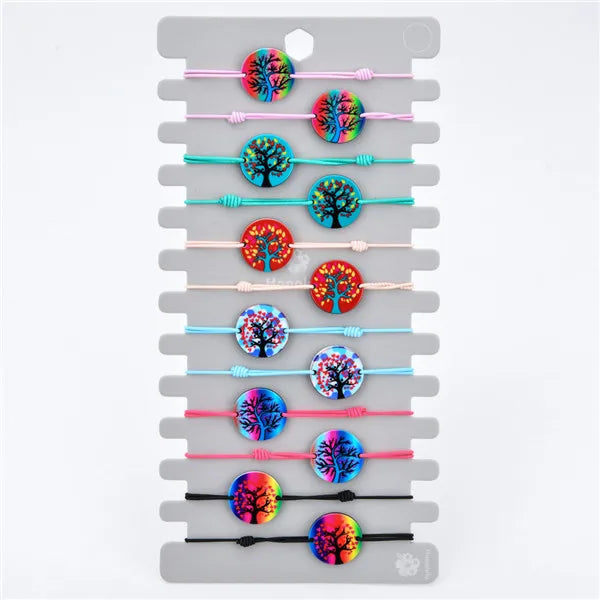 Acrylic Tree of Life Charm Bracelets Set Women Adjustable Unicorn Wristband