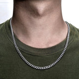 5mm Cuban Chain Necklace Stainless Steel Men Jewelry Gift