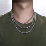 5mm Cuban Chain Necklace Stainless Steel Men Jewelry Gift