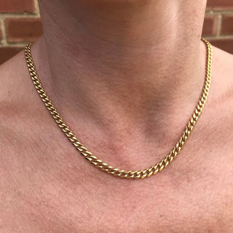 5mm Cuban Chain Necklace Stainless Steel Men Jewelry Gift