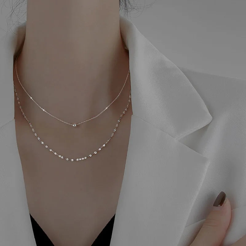 925 Silver Bead Pendant Necklace for Women