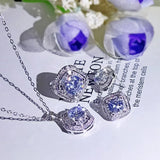 925 Silver Geometric Zircon Jewelry Set for Prom