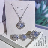 925 Silver Geometric Zircon Jewelry Set for Prom