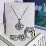 925 Silver Geometric Zircon Jewelry Set for Prom