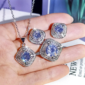 925 Silver Geometric Zircon Jewelry Set for Prom