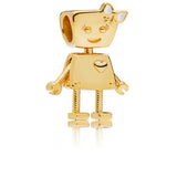 925 Sterling Silver Big Heart Robot Charm for DIY Bracelet