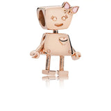 925 Sterling Silver Big Heart Robot Charm for DIY Bracelet