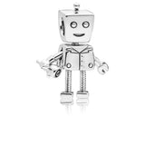 925 Sterling Silver Big Heart Robot Charm for DIY Bracelet