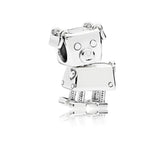 925 Sterling Silver Big Heart Robot Charm for DIY Bracelet