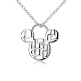 925 Silver Mickey Pendant Necklace for Women Girls