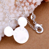 925 Silver Mickey Pendant Necklace for Women Girls