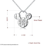 925 Silver Mickey Pendant Necklace for Women Girls
