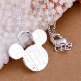925 Silver Mickey Pendant Necklace for Women Girls