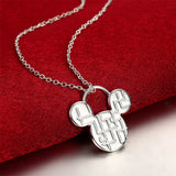 925 Silver Mickey Pendant Necklace for Women Girls