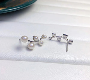 925 Silver Earrings Mountings for Agate Beads Crystal 3 Pairs/Lot