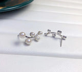925 Silver Earrings Mountings for Agate Beads Crystal 3 Pairs/Lot