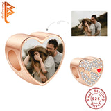 925 Silver Rose Heart Beads for Charm Bracelets DIY Jewelry