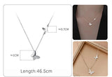 925 Sterling Silver Diamond Butterfly Double Layer O Chain Necklace
