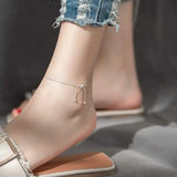 925 Silver Snake Chain Bow Knot Anklet Women