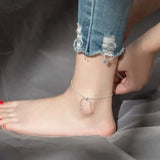 925 Silver Snake Chain Bow Knot Anklet Women