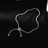925 Silver Snake Chain Bow Knot Anklet Women