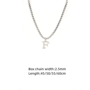 A-Z Initials Charm Pendant Necklace Men Stainless Steel Chain Necklace Gift