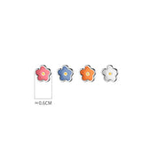 Colorful Enamel Flower Stud Earrings 925 Sterling Silver Wedding Jewelry