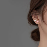Colorful Enamel Flower Stud Earrings 925 Sterling Silver Wedding Jewelry
